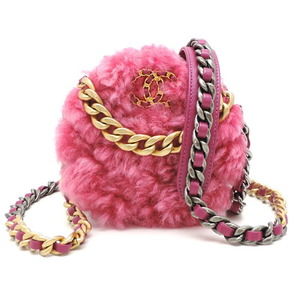 Chanel Chanel 19 Round Chain Mouton Shoulder Bag Pink